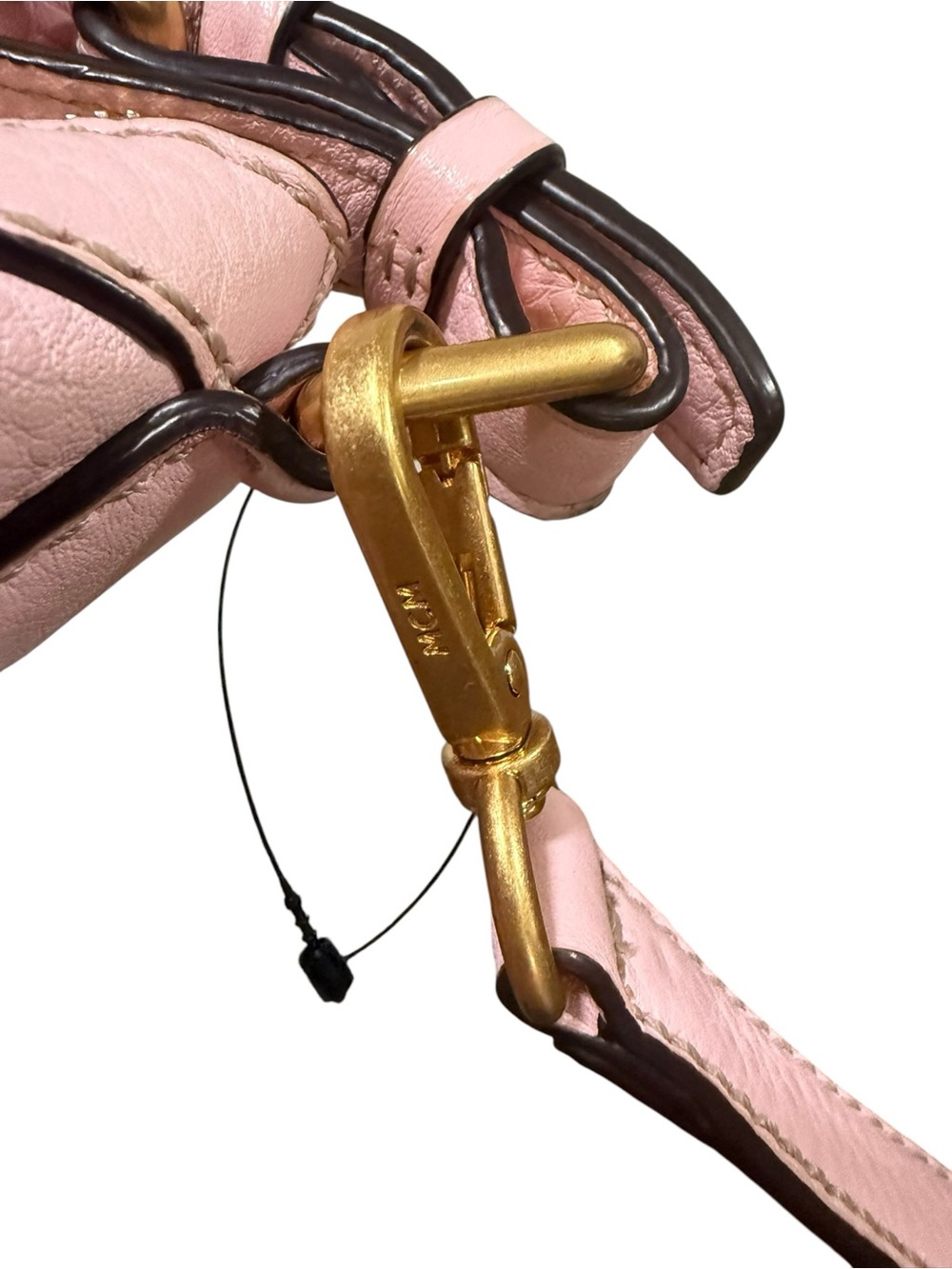 MCM Blush Pink Pebbled Leather Hobo Crossbody Bag Gold Hardware Dust Bag - Picture 4 of 16